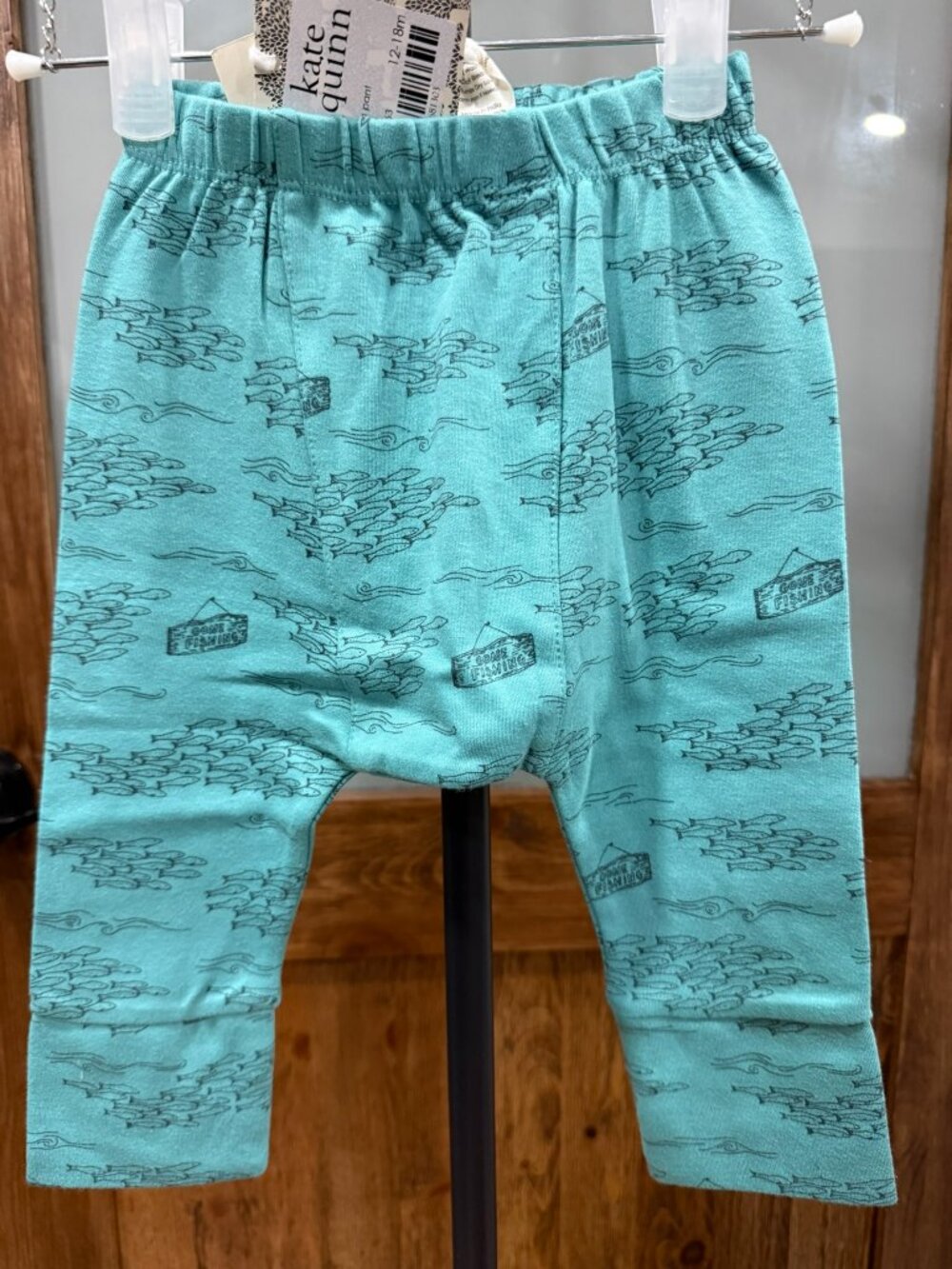 Kate Quinn panda pant - Gone Fishing - organic cotton 12-18M NWT